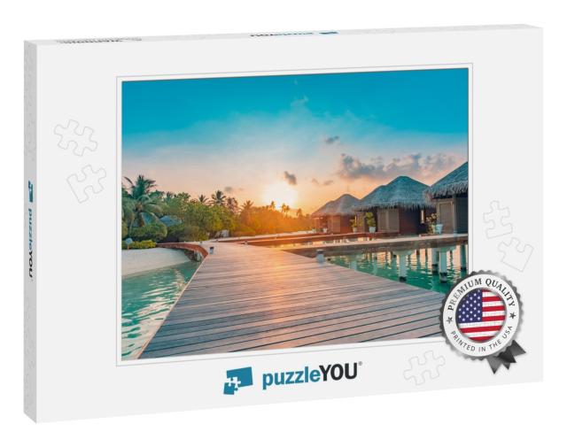Sunset on Maldives Island, Luxury Water Villas Resort & W... Jigsaw Puzzle