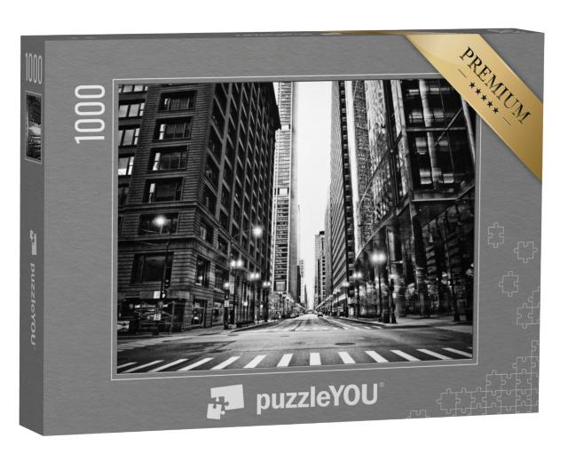 Puzzel 1000 stukjes „Lege straten in Chicago, zwart en wit“