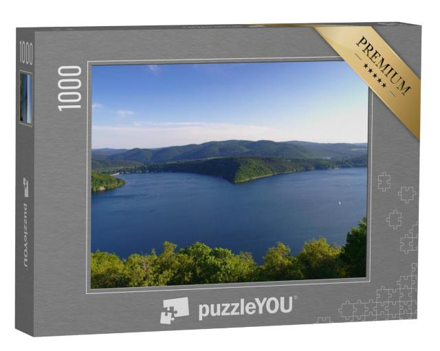 Puzzel 1000 stukjes „Uitzicht op de Edersee met bos vanaf kasteel Waldeck, Hessen“