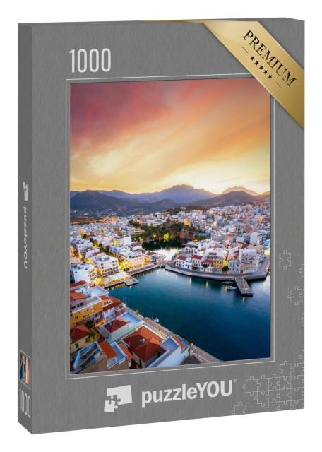 Puzzle 1000 Teile „Der See Voulismeni nahe Agios Nikolaos, Küstenstadt auf Kreta, Griechenland“