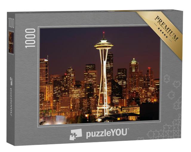 Puzzel 1000 stukjes „Seattle bij nacht“