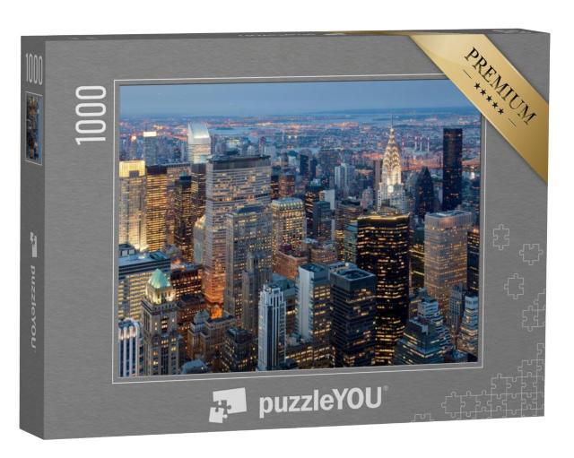 Puzzel 1000 stukjes „Zonsondergang boven de wolkenkrabbers van Manhattan“