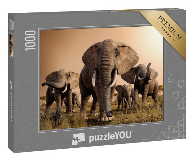 Puzzle „Herde majestätischer afrikanischer Elefanten“