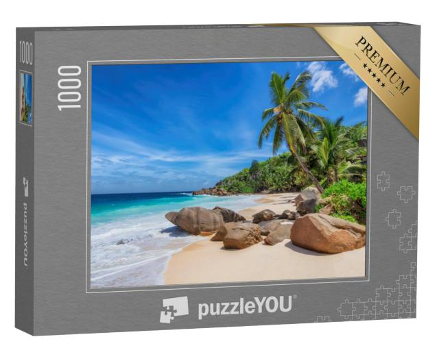 Puzzel 1000 stukjes „Tropisch strand en kokospalmen op de Seychellen“