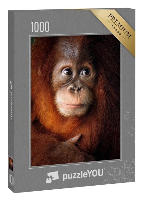Puzzle 1000 Teile „Baby Orang-Utan, Gesicht als Nahaufnahme“