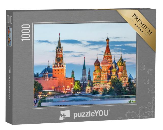 Puzzel 1000 stukjes „Kremlin en Sint-Basiliuskathedraal op het Rode Plein, Moskou, Rusland“