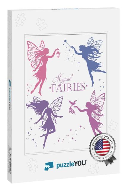 Set of Fairy Vector Silhouette Illustration... Jigsaw Puzzle