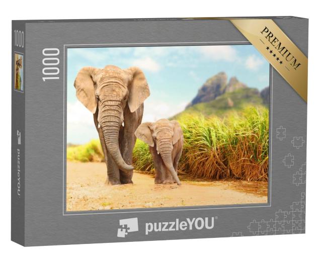 Puzzel 1000 stukjes „Afrikaanse bosolifanten, wildreservaat“