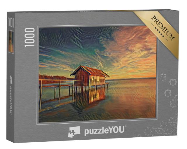 Puzzel 1000 stukjes „in de stijl van Edvard Munch, De Schreeuw - Seehaus in Stegen am Ammersee in Beieren“