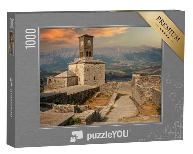 Puzzel 1000 stukjes „Klokkentoren en fort in Gjirokaster, Albanië“