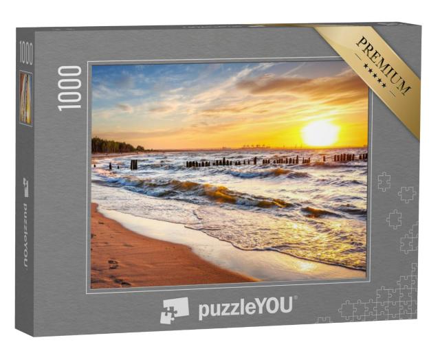 Puzzel 1000 stukjes „Zonsondergang op het strand aan de Baltische Zee in Polen“