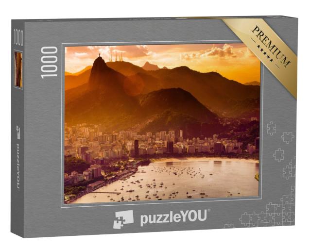 Puzzel 1000 stukjes „Uitzicht over Rio De Janeiro in de avond, Brazilië“