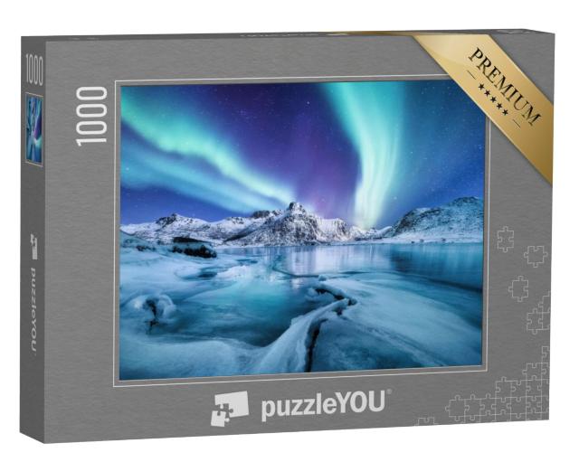 Puzzel 1000 stukjes „Noorderlicht boven de Lofoten, Noorwegen“