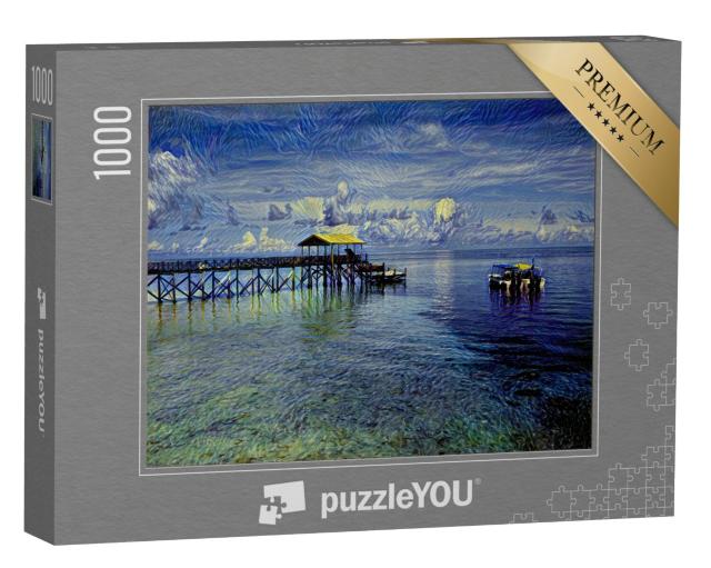 Puzzel 1000 stukjes „in de kunststijl van van Gogh, Sterrennacht - Pulau Sipadan Island in Sabah“