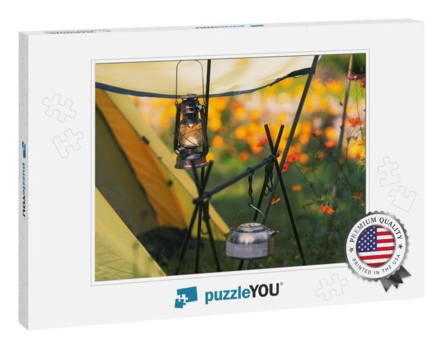Hurricane Lamp Hang for Lighting to Camping Tent Area in... Jigsaw Puzzle
