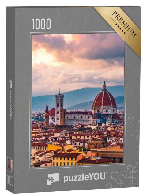 Puzzel 1000 stukjes „Zonsondergang boven Florence in Italië“