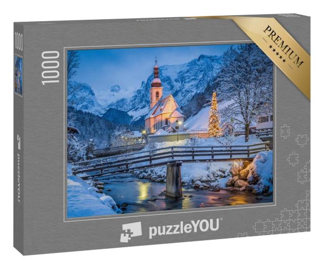 Puzzle 1000 Teile „Wallfahrtskirche Sankt Sebastian in der Weihnachtszeit, Bayern“