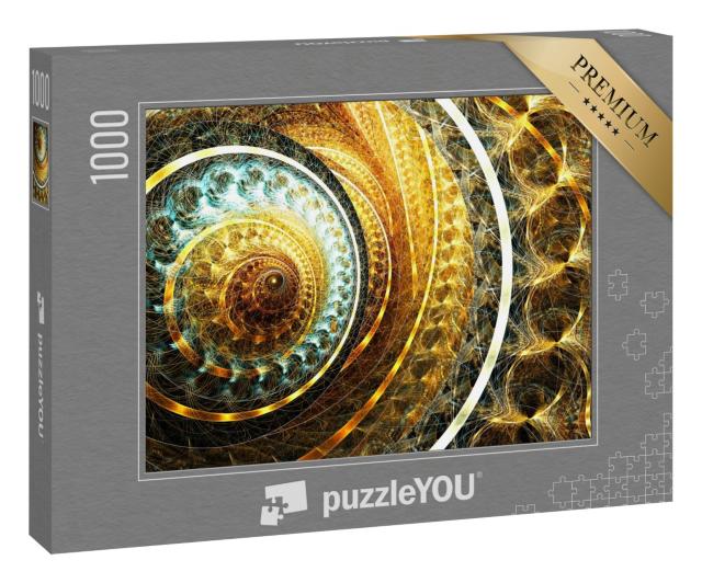 Puzzle 1000 Teile „Goldene futuristisches Uhrwerk, Illustration“