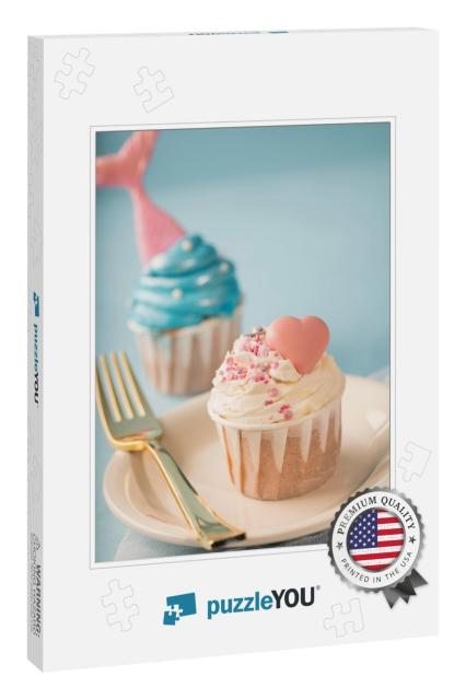 Pink Cupcake for Valentines Day Delicious Food Dessert wi... Jigsaw Puzzle