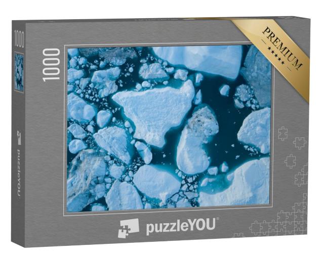 Puzzel 1000 stukjes „IJsbergen van de smeltende gletsjer, Icefjord, Ilulissat, Groenland“