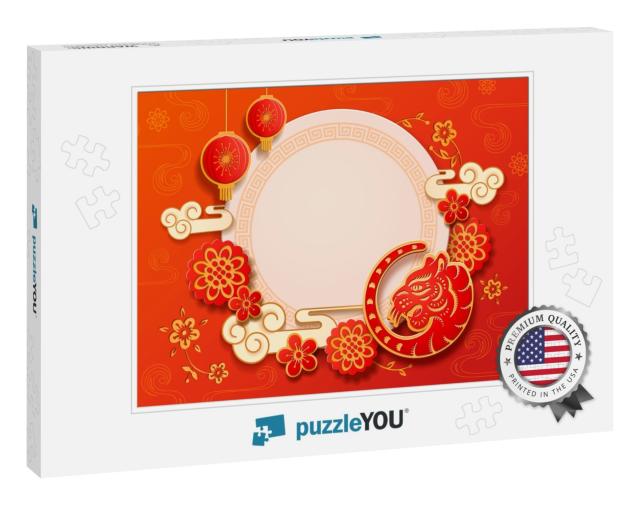 Chinese, Korean, Japanese Cny Banner with Clouds A... Jigsaw Puzzle