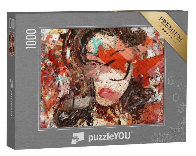 Puzzel 1000 stukjes „Gezicht van een meisje met bril“