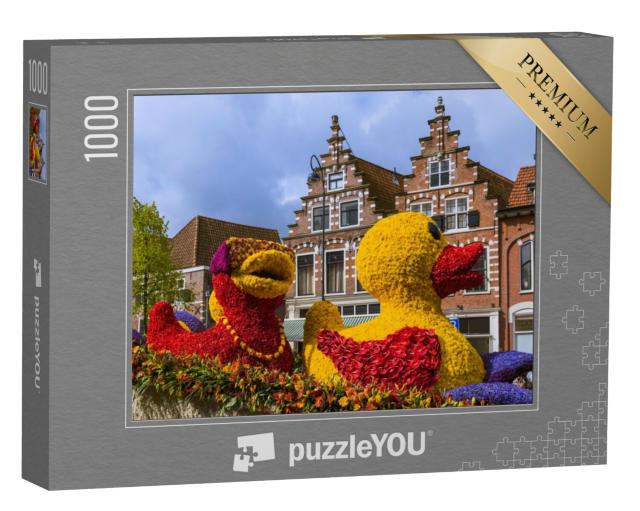 Puzzel 1000 stukjes „Standbeeld van tulpen bij bloemencorso in Haarlem“