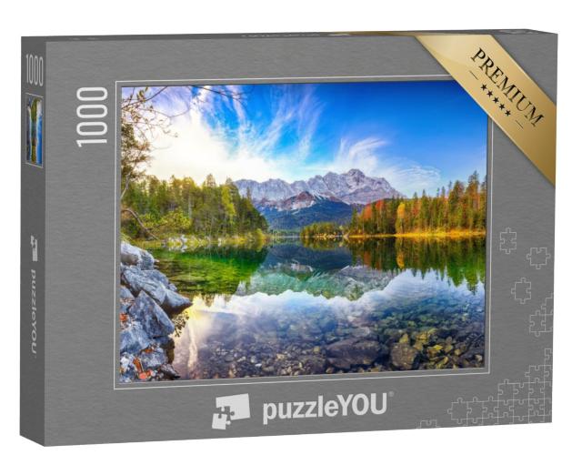 Puzzel 1000 stukjes „Prachtig herfstlandschap bij de Eibsee, Beierse Alpen, Duitsland“