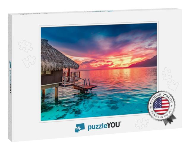 Stunning Colorful Sunset Sky on the Horizon of Moorea, th... Jigsaw Puzzle