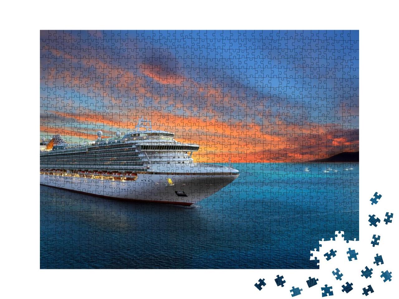 Puzzle 1000 Teile „Luxus-Kreuzfahrtschiff im Sonnenuntergang“