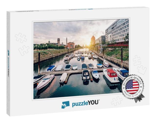 Duisburg Marina with Ships & Modern Buildings... Jigsaw Puzzle
