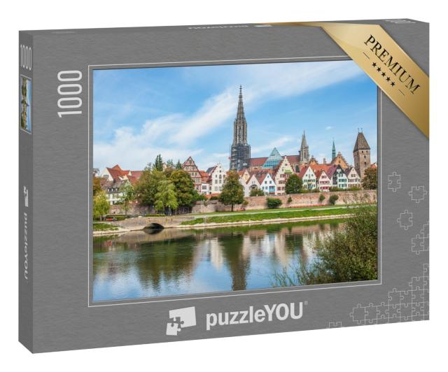 Puzzle 1000 Teile „Panoramablick auf das Stadtzentrum von Ulm, Deutschland“