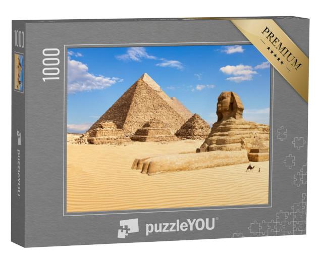 Puzzel 1000 stukjes „De piramides van Gizeh en de Sfinx, Egypte“