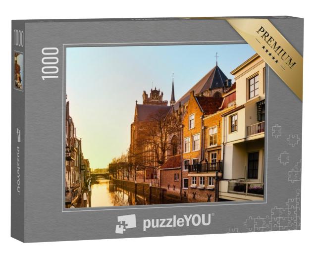 Puzzel 1000 stukjes „Dordrecht in de avondzon, Nederland“