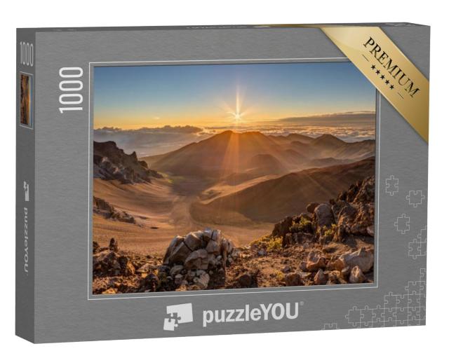 Puzzel 1000 stukjes „Mystieke zonsopgang achter de Haleakala vulkaan, Maui, Hawaii“