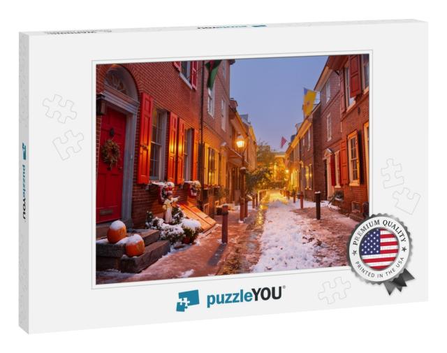 Philadelphia, Pennsylvania, USA At Elfreths Alley in Winte... Jigsaw Puzzle