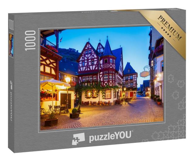 Puzzle 1000 Teile „Bacharach: Altstadt bei Nacht, Rheintal, Deutschland“
