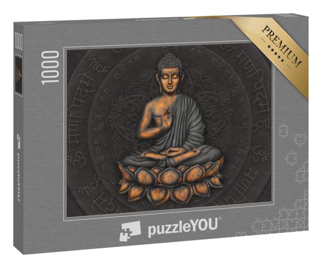 Puzzle 1000 Teile „Gautama Buddha vor dem Hintergrund des Mantras “