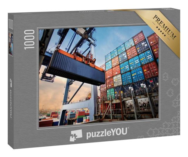 Puzzle 1000 Teile „Containerverladung am Hafen“