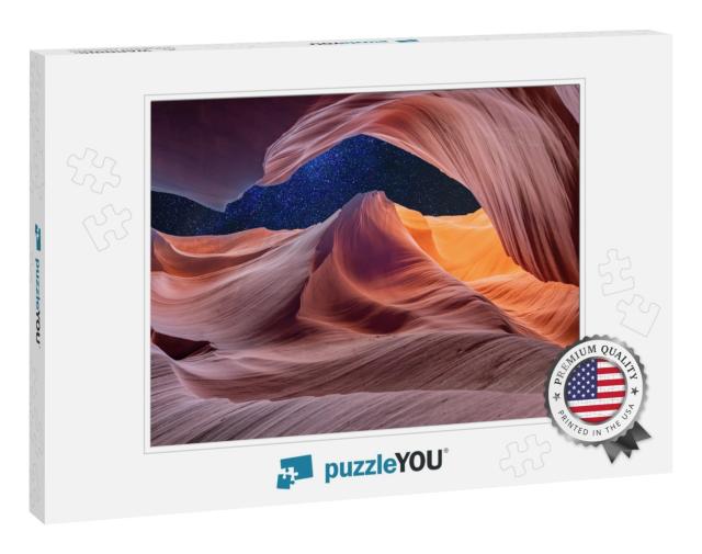 Antelope Canyon Abstraction with Milky Way & Stars - Abst... Jigsaw Puzzle