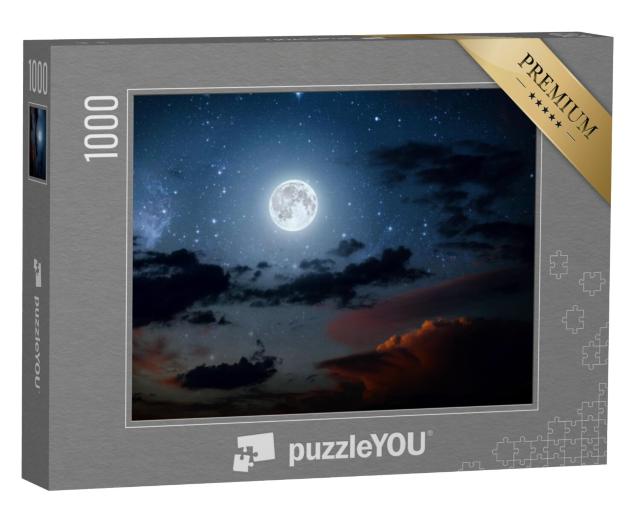 Puzzel 1000 stukjes „De nachtelijke hemel met sterren, maan en wolken“