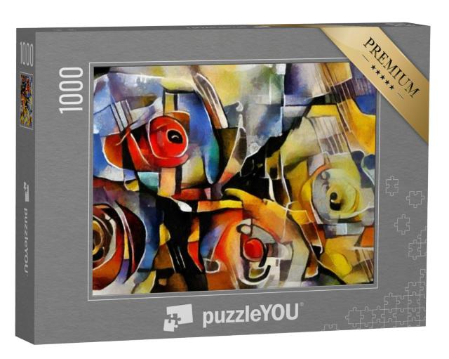 Puzzel 1000 stukjes „Boeket bloemen in de stijl van Picasso en Kandinsky“