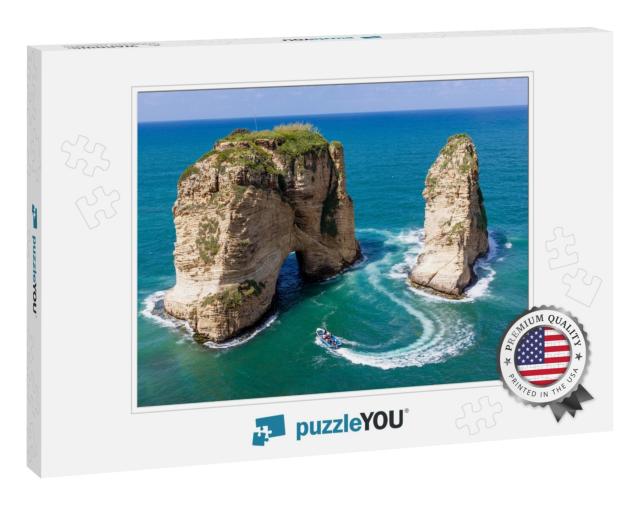 Rouche Rocks in Beirut, Lebanon in the Sea During Daytime... Jigsaw Puzzle