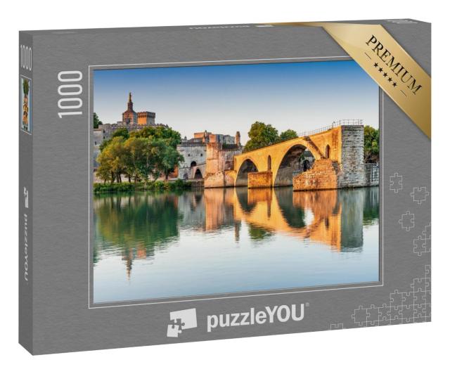 Puzzle 1000 Teile „Avignon-Brücke mit Papstpalast und Rhone, Provence, Frankreich“