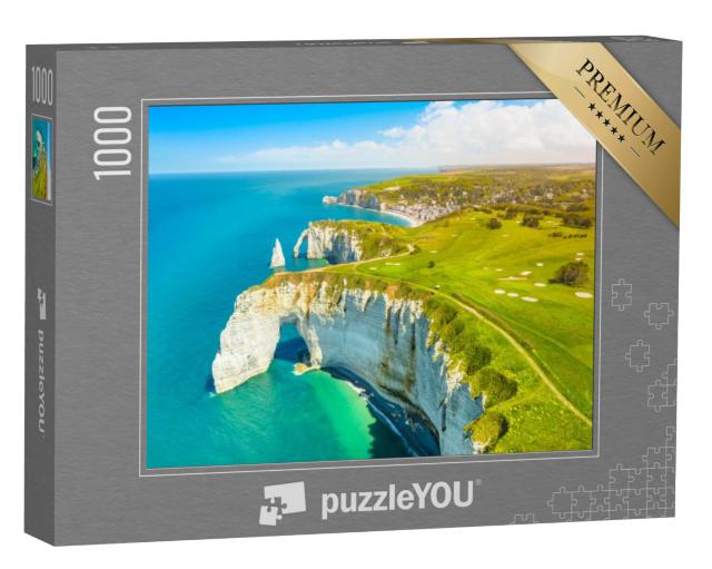 Puzzel 1000 stukjes „Panoramisch landschap op de kliffen van Etretat, Normandië, Frankrijk“