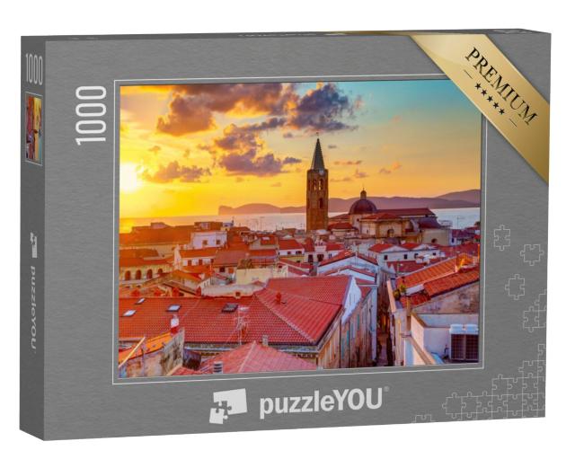 Puzzel 1000 stukjes „Zonsondergang boven de stad Alghero, Sardinië“