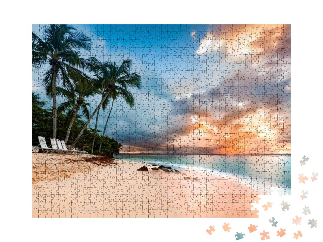 Puzzle 1000 Teile „Meereslandschaft mit Palmen, Cayo Levantado, Dominikanische Republik“