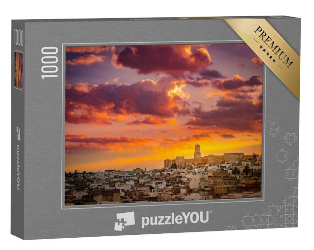 Puzzel 1000 stukjes „Zonsopgang over de medina en het Kasbah kasteel in Sousse, Tunesië“