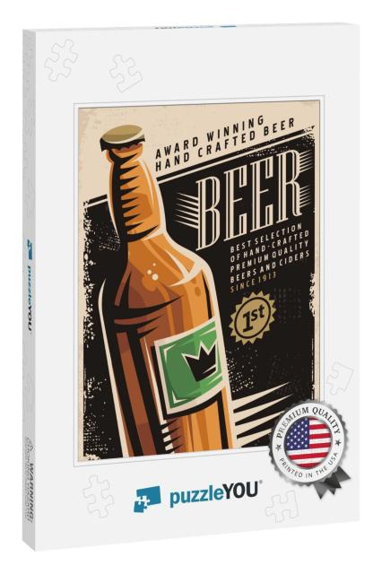 Beer Retro Poster Layout with Beer Bottle & Creative Typo... Jigsaw Puzzle
