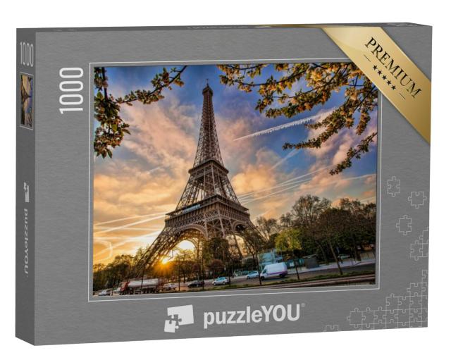 Puzzel 1000 stukjes „Eiffeltoren met lenteboom, Parijs, Frankrijk“